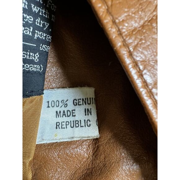 Vtg Montgomery Ward The Tannery Leather Jacket Womens M Mens 16 Camel Tan 1960s - Picture 3 of 13